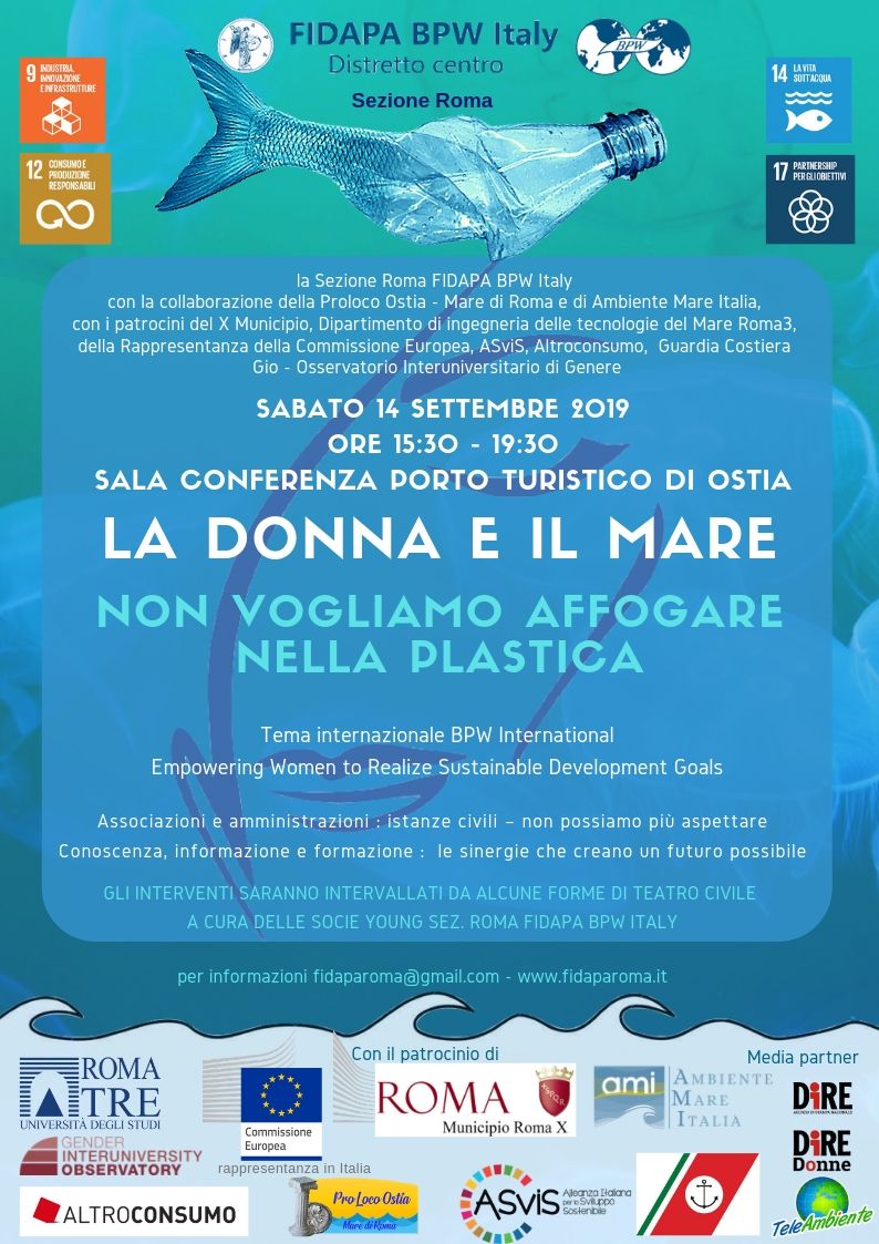 Donne e Mare 14 – 15 settembre 2019 l’impegno della sez. Roma FIDAPA BPW Italy