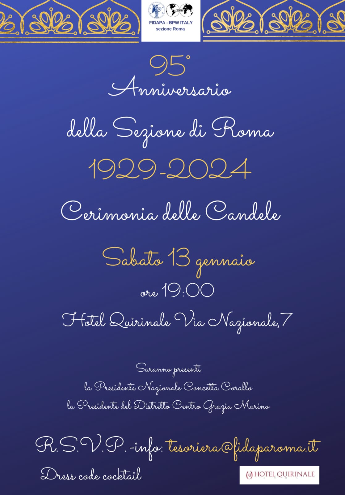 Cerimonia delle candele e 95° Anniversario della  sezione Roma.